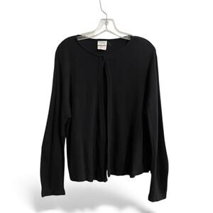 Eileen Fisher Sweater Size Medium Black Cardigan 100% Rayon One Button Closure